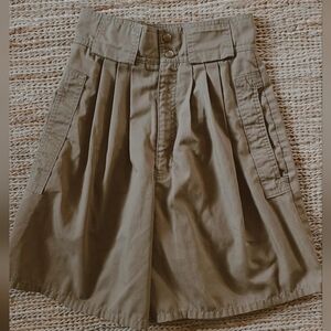 High-Waist Pleated Khaki Women’s Shorts